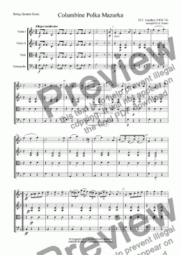 page one of Columbine Polka Mazurka for string quartet