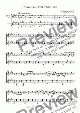 page one of Columbine Polka Mazurka for violin or flute and guitar