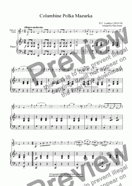 page one of Columbine Polka Mazurka for violin or flute and piano