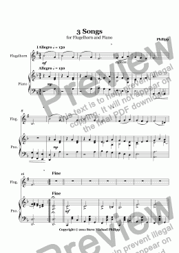 page one of 3 Songs for Flugelhorn and Piano