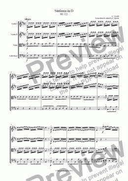 page one of Sinfonia in D - RV 122