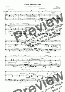 page one of O Mio Babbino Caro for Viola & Piano.