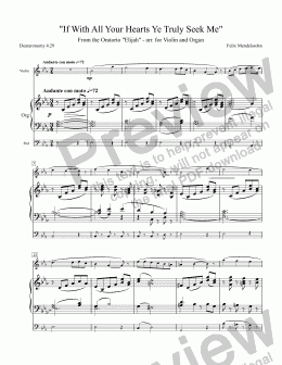 page one of If With All Your Hearts Ye Truly Seek Me (HANDEL), from the Oratorio "Elijah," for C-Instrument (Violin) with Organ accompaniment, arr. by Pamela Webb Tubbs
