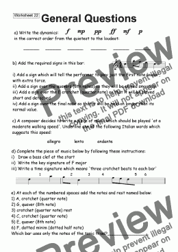 page one of Worksheet 22: General Questions
