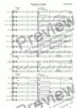 page one of Carmel’s Theme - Small Orchestra