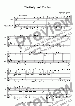 page one of The Holly And The Ivy for Flute and Clarinet