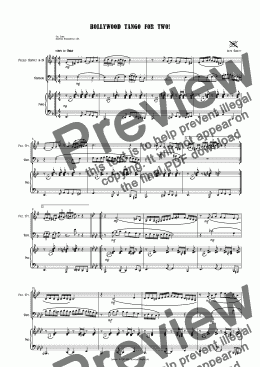 page one of Bollywood Tango for Piccolo Trumpet, Trombone & Keyboard