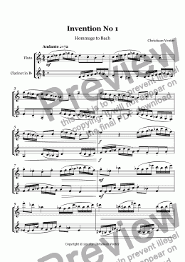 page one of Invention No. 1 - Hommage to Bach