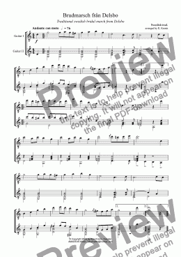 page one of Bridal March from Delsbo / Brudmarsch från Delsbo for guitar duet