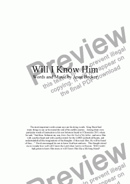 page one of Will I Know Him?