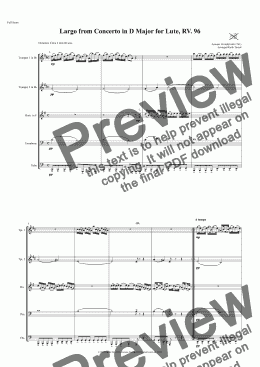 page one of Largo from Lute Concerto in D Major for Brass Ensemble, RV. 96 (Semi-Pro version)