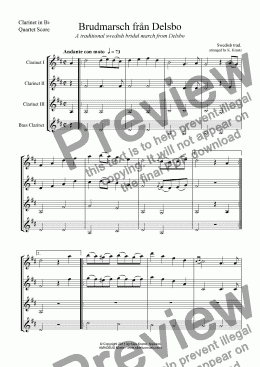 page one of Bridal March from Delsbo / Brudmarsch från Delsbo for clarinet quartet