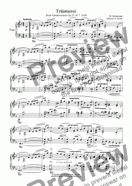page one of Traumerei / Reverie / Dreaming Op.15 No.7 for piano solo