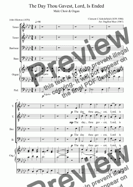 page one of The Day Thou Gavest, Lord, Is Ended  (Male Choir & Organ)