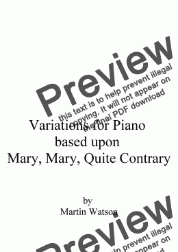 page one of Variations for Piano based upon Mary, Mary, Quite Contrary