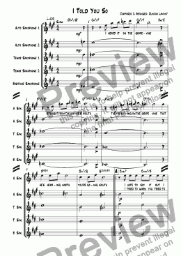 page one of I Told You So (Quintet)