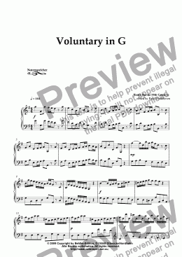page one of Voluntary in G (for small organ by H. Heron)