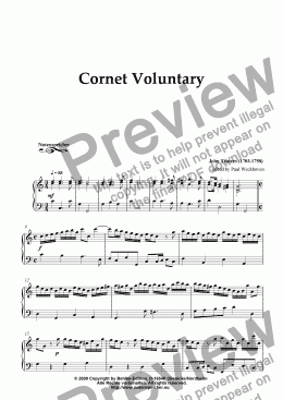 page one of Cornet Voluntary (for small organ by J. Travers)