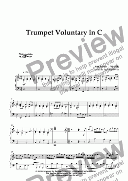 page one of Trumpet Voluntary in C (for small organ by J. Travers)