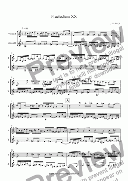 page one of Praeludium XX for Violins Duet by J.-S. BACH