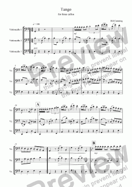 page one of Tango for Three Cellos