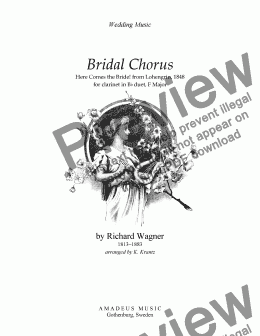 page one of Bridal chorus from Lohengrin - Here comes the bride! for clarinet duet (G major)