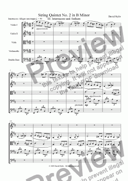 page one of String Quintet No. 2 in B Minor: III. Intermezzo and Anthem