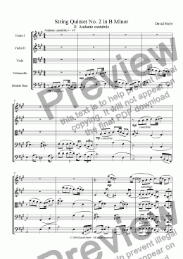 page one of String Quintet No. 2 in B Minor: II. Andante cantabile