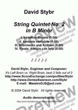 page one of String Quintet No. 2 in B Minor (complete)