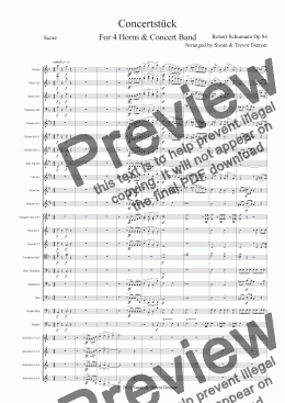 page one of Concertstück for 4 Horns & Concert Band - Schumann - Score