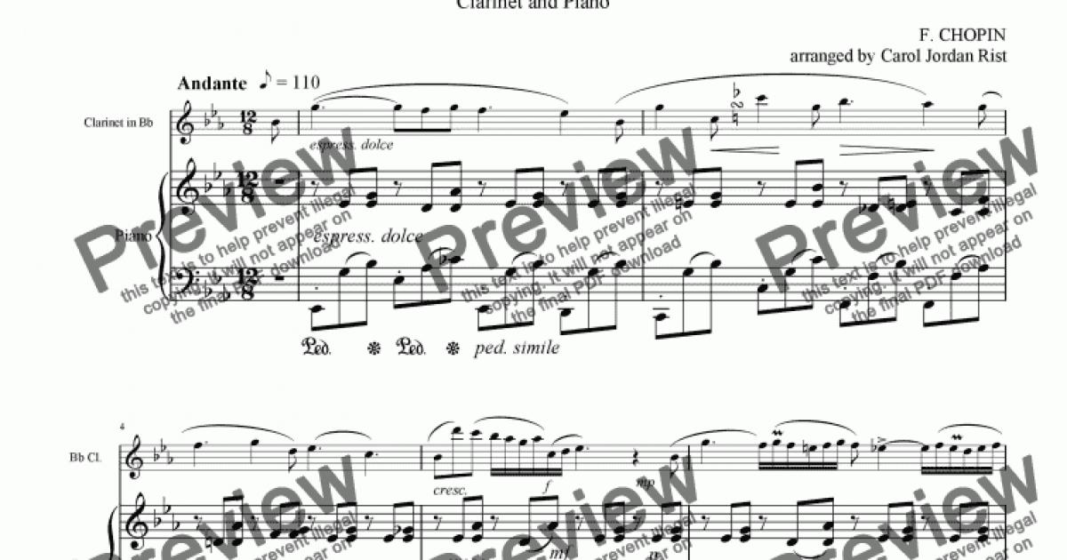 Anton Rubinstein - Melody in F for Clarinet and Piano for Solo Clarinet in  Bb + piano by A. Rubinstein arr. Patrick Bouchon ©2019 Dorset Music - Sheet