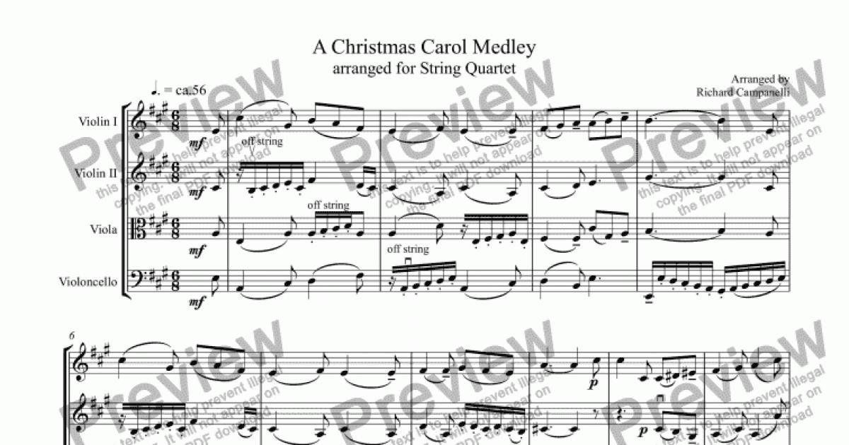 A Christmas Carol Medley For String Quartet Download Sheet Music Pdf
