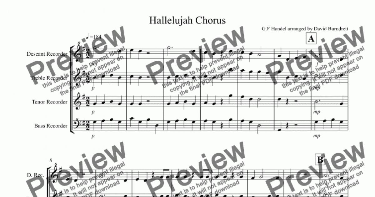 Hallelujah Chorus for Recorder Quartet - Download Sheet Music PDF file