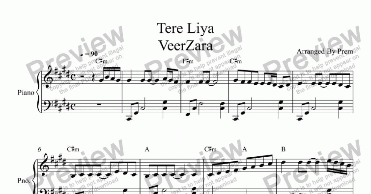 Tere Liye VeerZara - Download Sheet Music PDF file