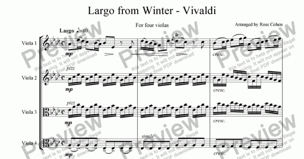 Вивальди для струнных. Ларго Вивальди. Ларго Вивальди для фортепиано. Ларго Вивальди Ноты. Вивальди зима Ноты для скрипки Соло.