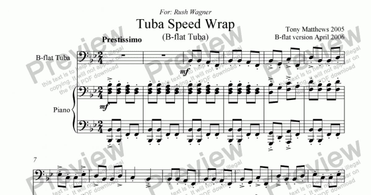 Tuba Speed Wrap B Flat Tuba Download Sheet Music Pdf File