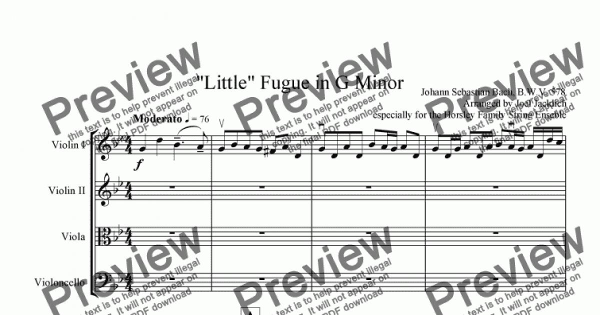 J.S. Bach: Little Fugue in G Minor, BWV 578 for 3 Guitars & Bass