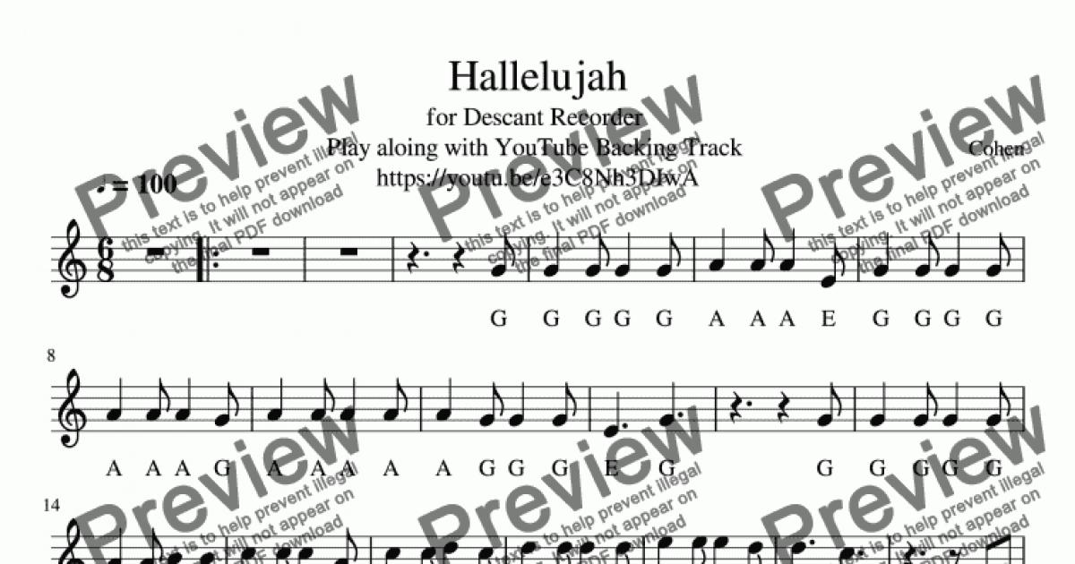 Hallelujah for Recorder - Download Sheet Music PDF file