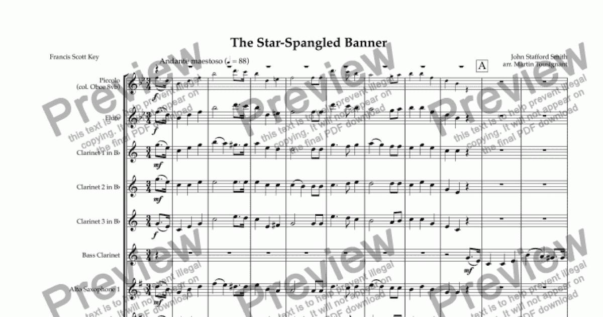 Star Spangled Banner Notes For Clarinet 110