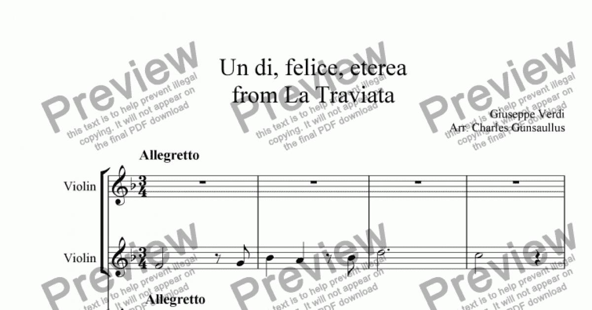 Un Di Felice Eterea From La Traviata Download Sheet Music Pdf