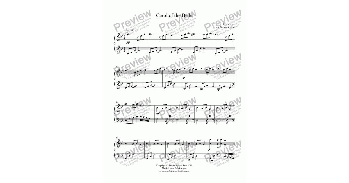 download free carol of the bells piano solo pdf download