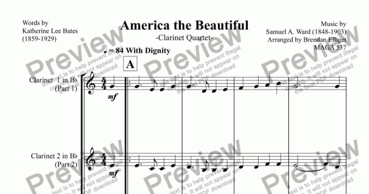 America the Beautiful - Clarinet Quartet - Download Sheet Music PDF