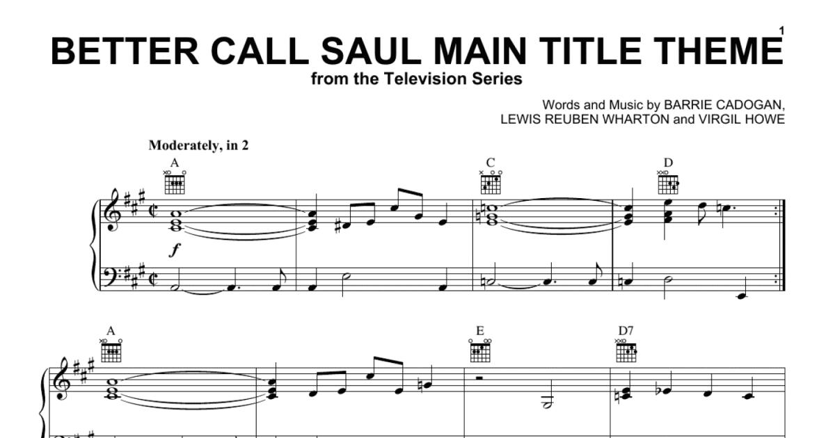 Better Call Saul Main Title Theme (Piano, Vocal & Guitar Chords (Right