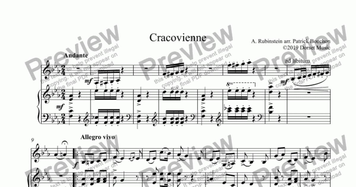 Anton Rubinstein - Melody in F for Clarinet and Piano for Solo Clarinet in  Bb + piano by A. Rubinstein arr. Patrick Bouchon ©2019 Dorset Music - Sheet