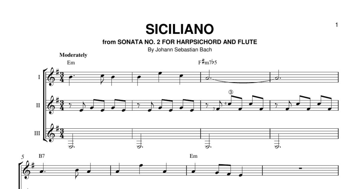 Siciliano sheet music for piano solo (or harpsichord) (PDF)