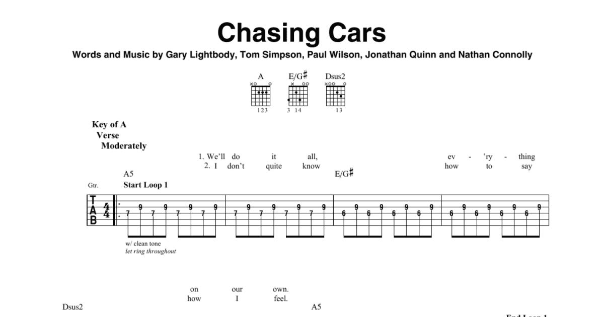 Chasing Cars - Guitar Chords/Lyrics