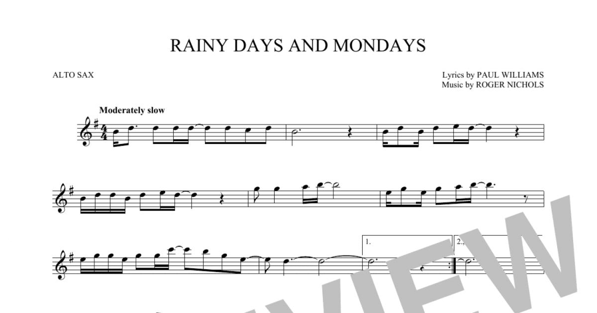 Rainy Days And Mondays [Jazz version] (arr. Brent Edstrom) sheet