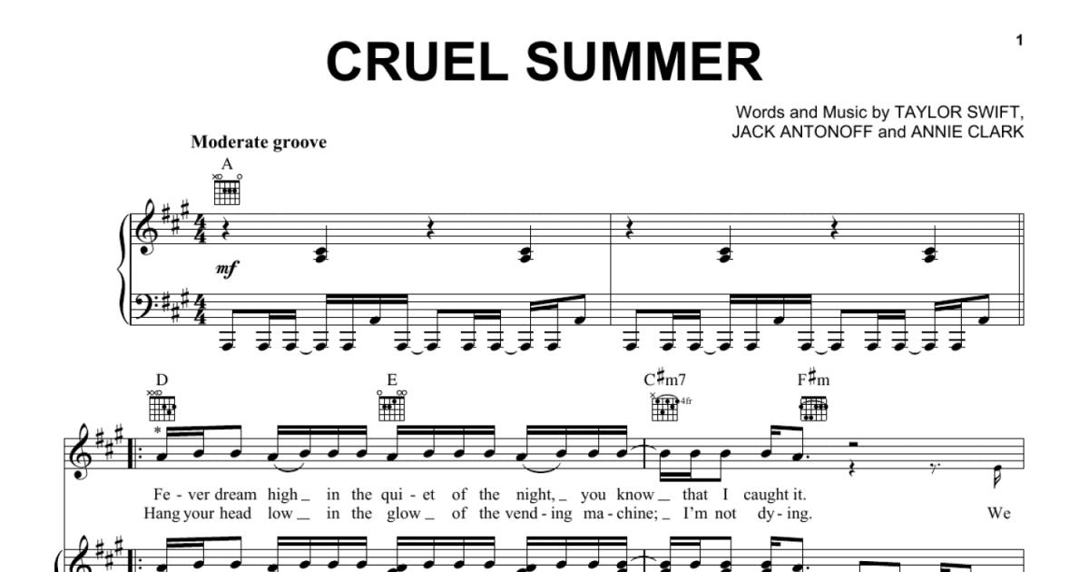 Cruel Summer Chords, PDF