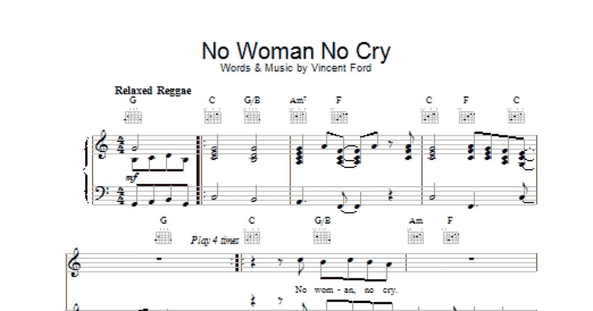 No Woman, No Cry sheet music (intermediate) for piano solo (chords