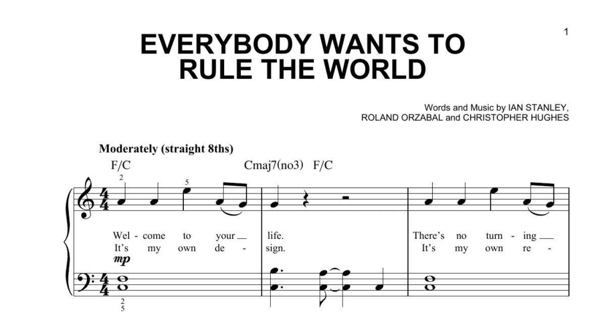 Everybody wants to rule the world – Tears for Fears Sheet music for Piano  (Solo)